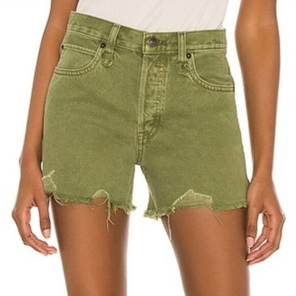 Free People Makai Cut Off Shorts in Olive Green Size 27 - Picture 4 of 13